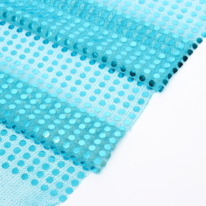 Отрез для рукоделия, сетка с пайетками, цвет бирюзовый, 47,5 &times; 50 см