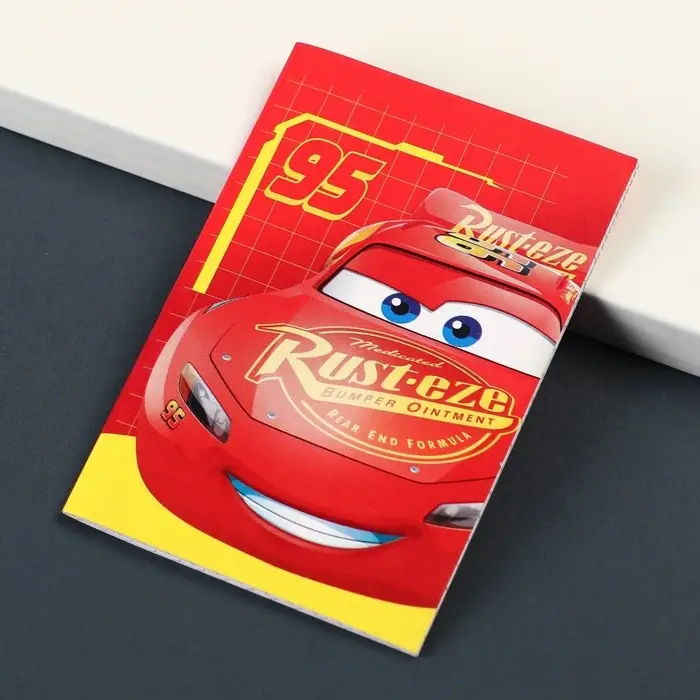 Блокнот А7, на скрепке, 16 листов, в клетку, Тачки