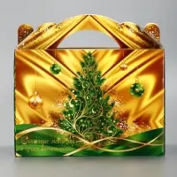 Подарочная новогодняя коробка &laquo;Праздничный шелк&raquo; в зеленом, 25&times;12&times;24 см