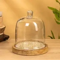 Блюдо сервировочное с крышкой, 18&times;18&times;20 см, дерево, стекло