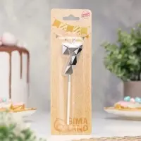 Свеча для торта &laquo;Алмаз&raquo;, цифра 7, серебристый металлик