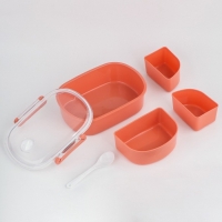 Ланч бокс в школу, контейнер для еды "Эйлайт", 640 мл, с приборами, 18.5 х 14 х 6.3 см, розовый 9177