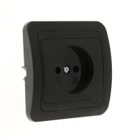 Розетка одноместная Luazon Lighting "Орион", 10 А, скрытая, без з/к, черная