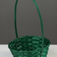 Корзина плетёная, 20&times;20&times;9 см, ручка h=25 см, бамбук, зелёная
