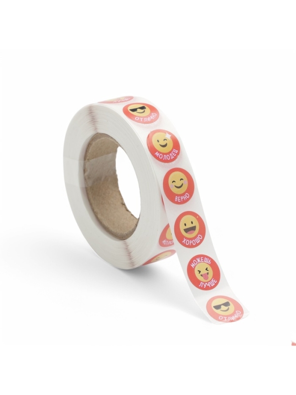 Наклейки в рулоне &laquo;Смайлы&raquo; диаметр 1,5 см, 1000 шт.