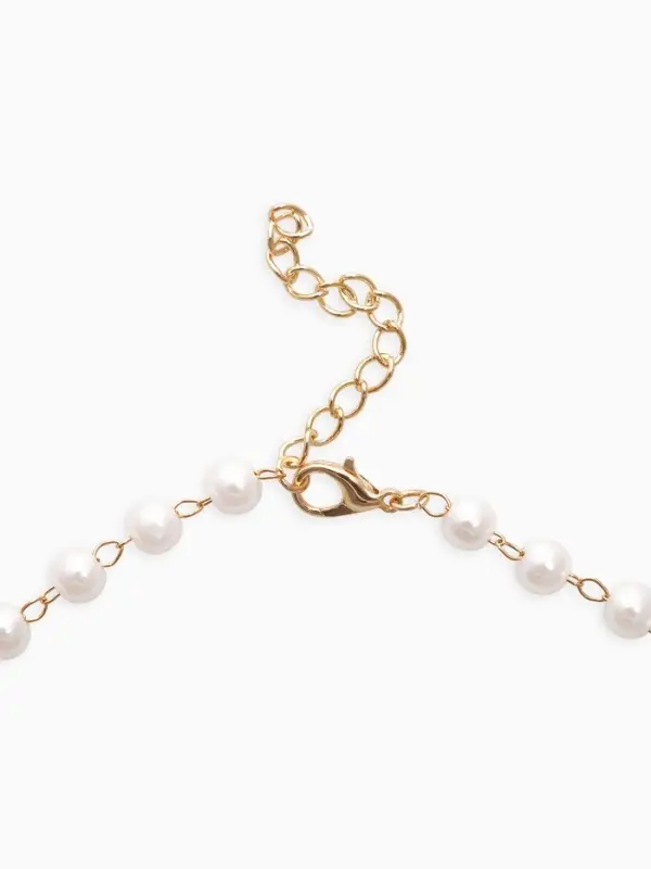 Колье на жемчужной дорожке "Вишенка", цветная в золоте 40+удл, d6