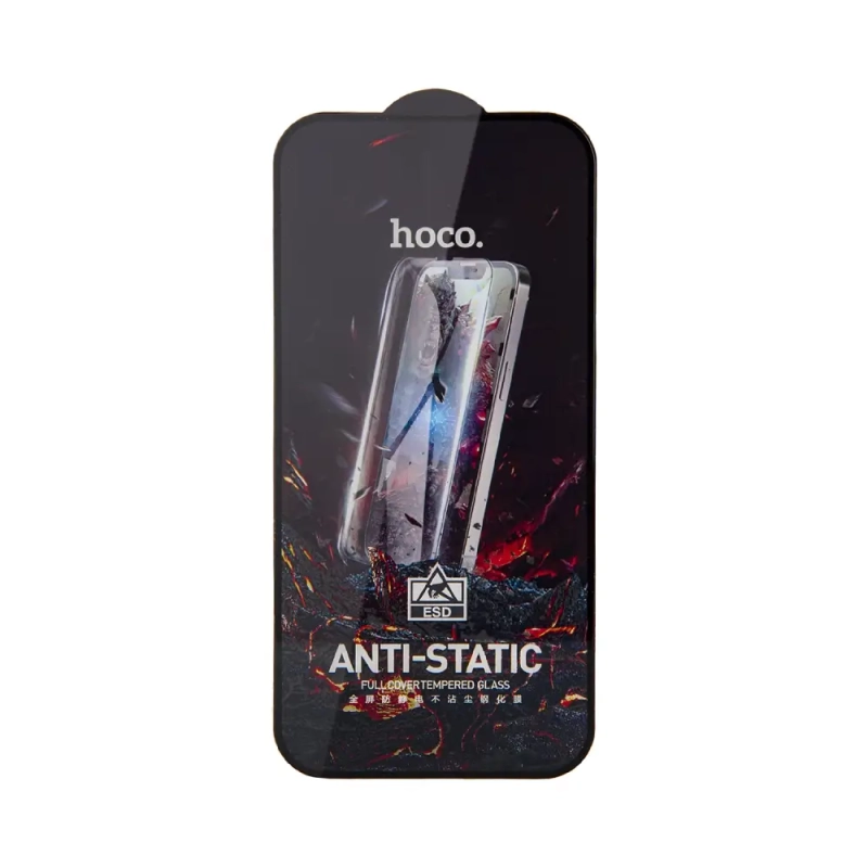 Защитное стекло iPh 15/iPh 16 Full Screen HD Anti-Static G10 Hoco Black без упаковки