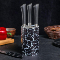 Подставка для ножей с наполнителем Доляна &laquo;Кракле&raquo;, 14&times;9 см, цвет чёрный