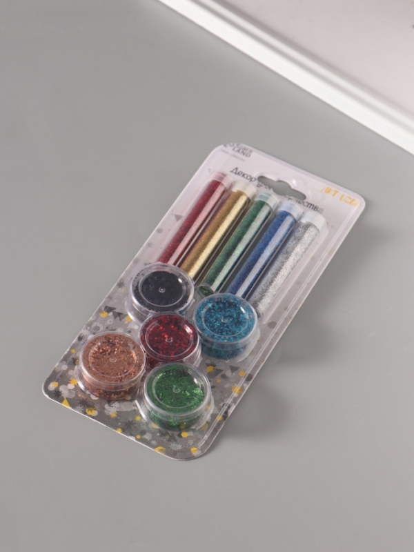 Глиттер "Пудра и точки" металлик набор 5х6 гр и 5х5 гр 21,4х9,3 см