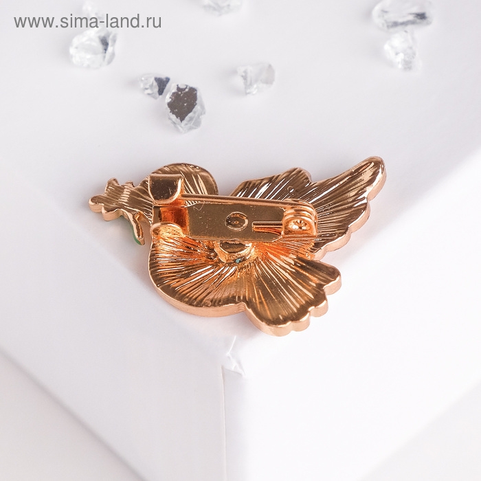Брошь &laquo;Птица&raquo; голубка, цвет бело-зелёный в золоте