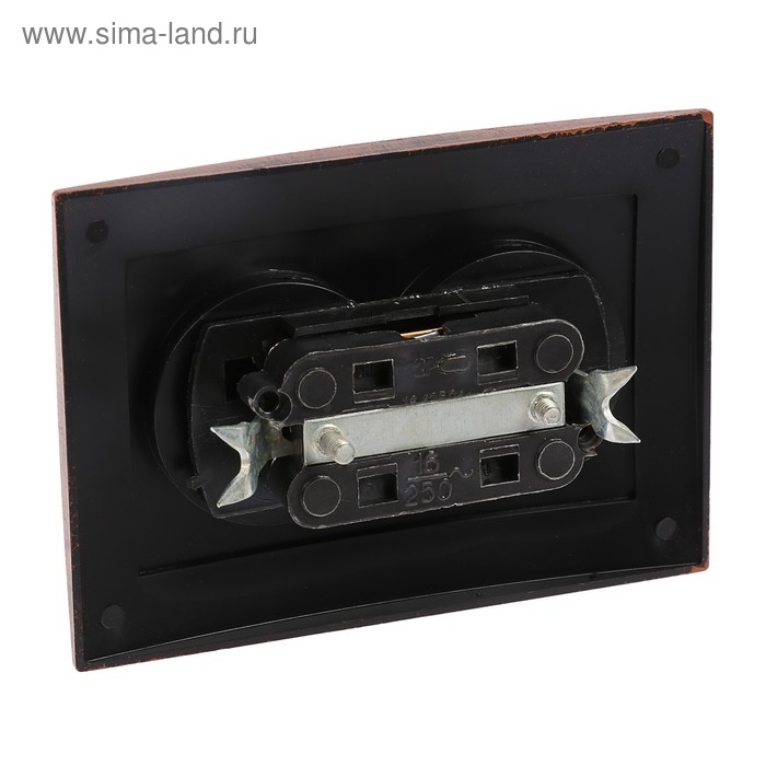 Розетка "Элект" RS 16-237-ЧМ, 16 А, 250 В, двухместная, скрытая, без з/к, черная под медь