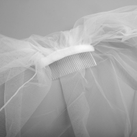 Вуаль ( фата ) "Цветочная", белая, 40 см, полиэстер