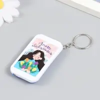 Фонарик брелок для ключей на кольце &laquo;Девочка с тюльпанами: Мечты сбываются&raquo;, 6.5&times;3.5&times;1 см, МИКС