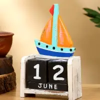 Календарь настольный "Парусник" дерево 11х5х16 см, цв. оранжевый