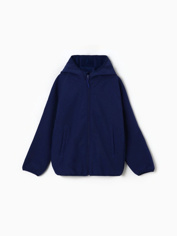 Ветровка демисезонная для мальчиков MINAKU из Softshell на флисе, непромокаемая, тёмно-синий, рост 134 см