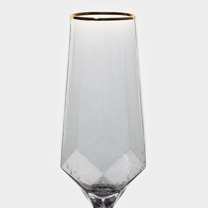 Набор бокалов для шампанского стеклянный Magistro &laquo;Дарио&raquo;, 180 мл, 7&times;27,5 см, 6 шт, цвет графит