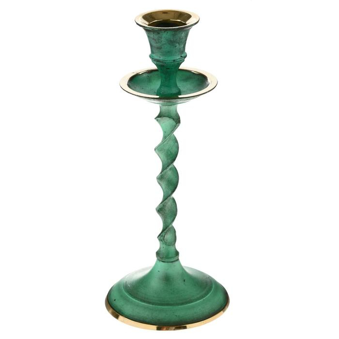 Подсвечник под старину "Вираж" латунь 7,5х7,5х18 см