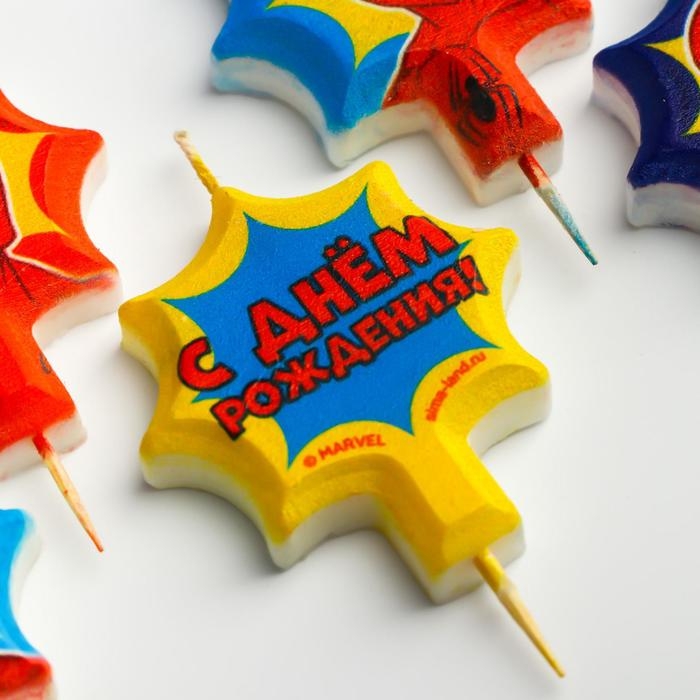 Свеча в торт набор &laquo;С Днем Рождения&raquo;, Супергерой, 5 штук