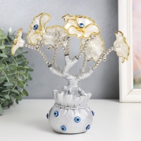 Сувенир от сглаза "Цветущее дерево. Денежный мешок" серебро, перламутр 14,5х8,55х22 см