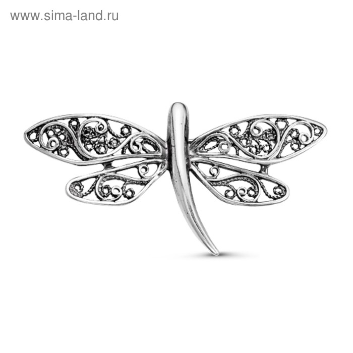 Брошь &laquo;Стрекозка&raquo;, посеребрение с оксидированием