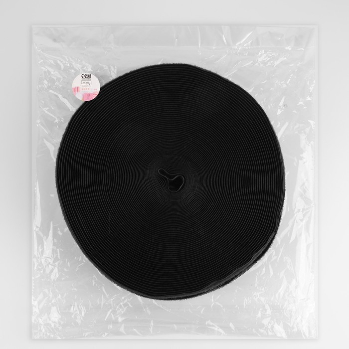 Липучка, 40 мм &times; 25 &plusmn; 1 м, цвет чёрный