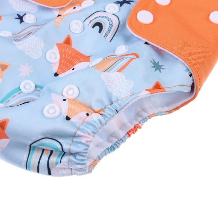 Многоразовый подгузник &laquo;Лисички&raquo;, 3-15 кг, цвет голубой, оранжевый, Крошка Я