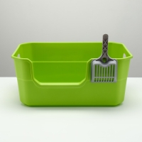 Туалет открытый с боковым входом с совком и фильтром, 50 х 35 х 24 см, зелёный