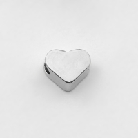 Бусина-разделитель родир. &laquo;Сердечко&raquo;, 6&times;6 мм, d(вн.)=2 мм, (набор 10 шт.), цвет серебро