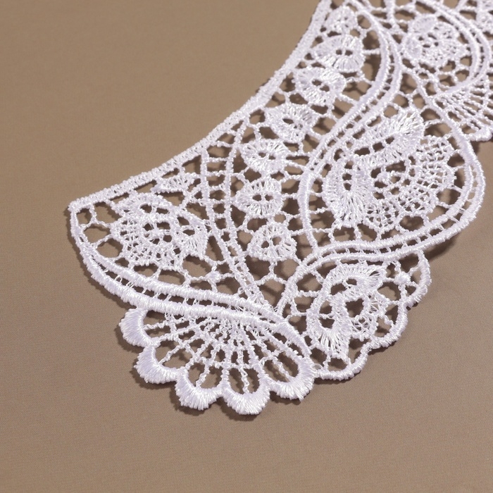 Воротник пришивной, гипюровый, 21 &times; 6 см, цвет белый