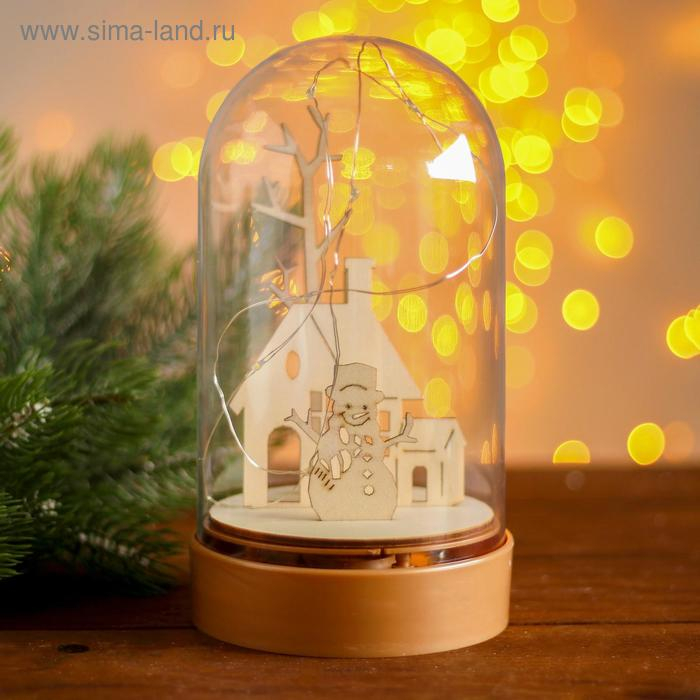 Настольный декор с подсветкой «Дом и снеговик» 19х10х10 см Настольный декор с подсветкой «Дом и снеговик» 19х10х10 см