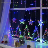 Гирлянда &laquo;Бахрома&raquo; 2.4 &times; 0.9 м с насадками &laquo;Ёлки&raquo;, IP20, прозрачная нить, 138 LED, свечение мульти, 8 режимов, 220 В