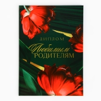 Диплом &laquo;Любимым родителям&raquo;, А5, 21 х 15 см.