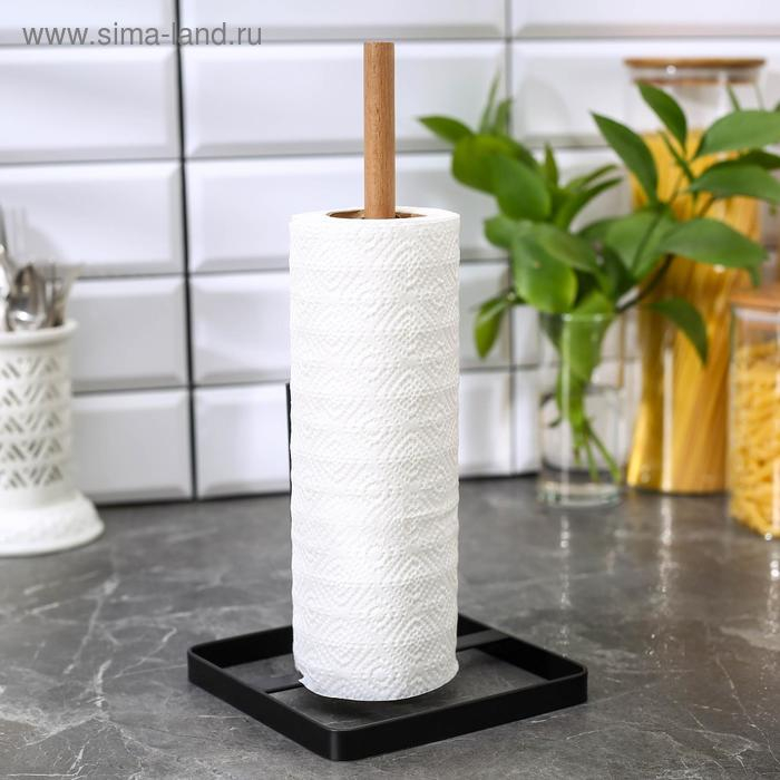 Держатель для бумажных полотенец Доляна, 30&times;15&times;15 см, цвет чёрный