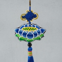 Подвеска текстиль "Лотос" синяя 2х10х29 см Подвеска текстиль "Лотос" синяя 2х10х29 см