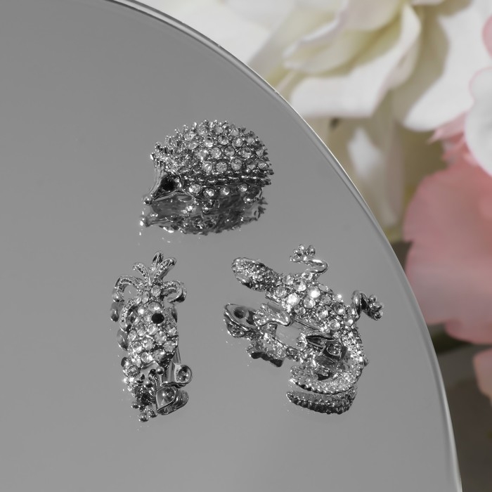 Брошь &laquo;Ассорти&raquo; зоопарк, цвет белый в серебре (неделимая фасовка 12 шт., цена за шт.)