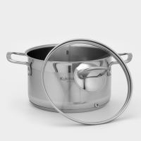 Кастрюля ORION, 2.5 л, d=18 см, стеклянная крышка, капсульное дно, индукция