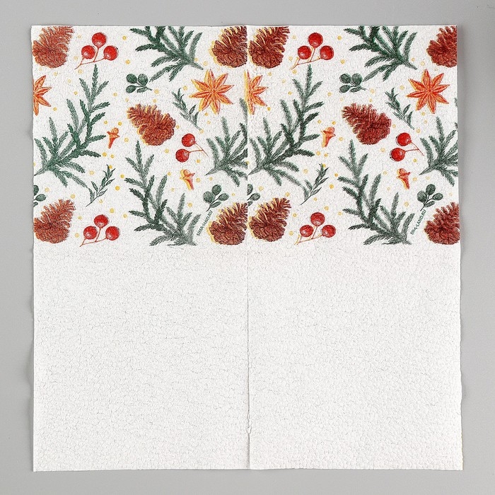 Новогодние салфетки бумажные &laquo;С Новым годом: шишки&raquo;, однослойные, 24х24 см, 20 шт.