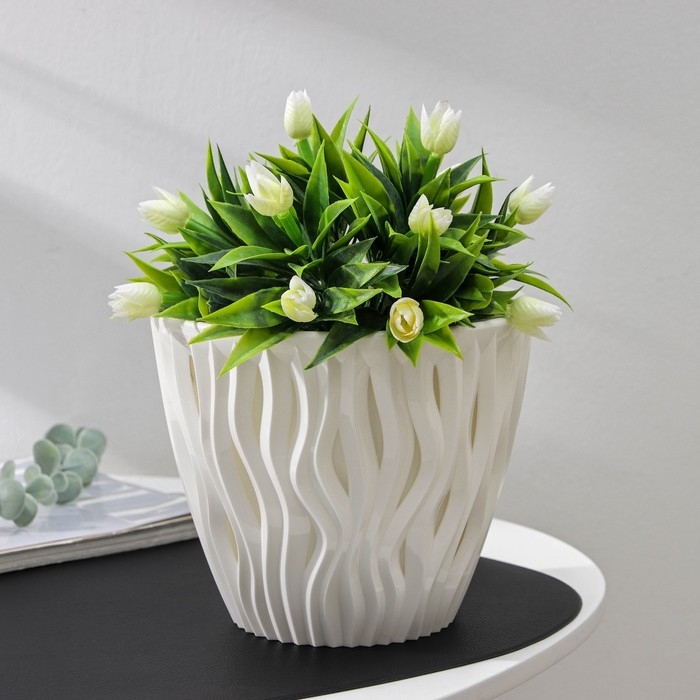 Кашпо для цветов со вставкой &laquo;Вдохновение&raquo;, 3 л, цвет белый