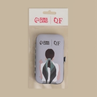 Набор маникюрный &laquo;С ЗАБОТОЙ&raquo;, 6 предметов, в футляре, в PVC - коробке, цвет серый