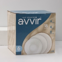 Сервиз столовый &laquo;Дива&raquo;, 18 предметов: 6 тарелок d=17,5 см, d=23 см, d=16,5 см, стеклокерамика, цвет белый