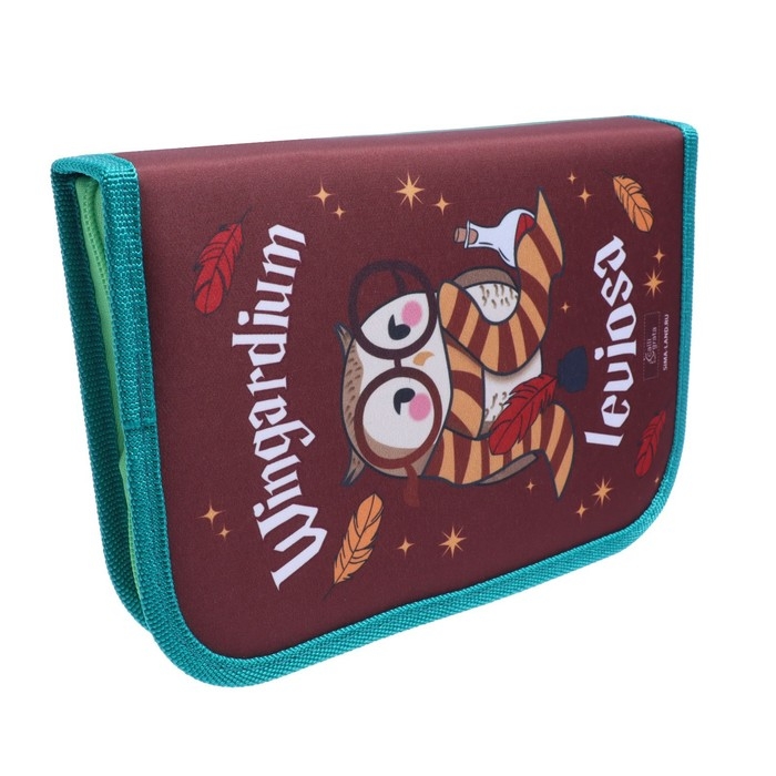 Пенал 3 секции, вкладка внутри, 140 х 210 х 40 мм, тканевый, Calligrata TOP Block "Авокадо", в стиле Гарри Поттера