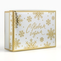 Коробка подарочная новогодняя складная &laquo;Снежинки&raquo;, 21 х 15 х 7 см, Новый год