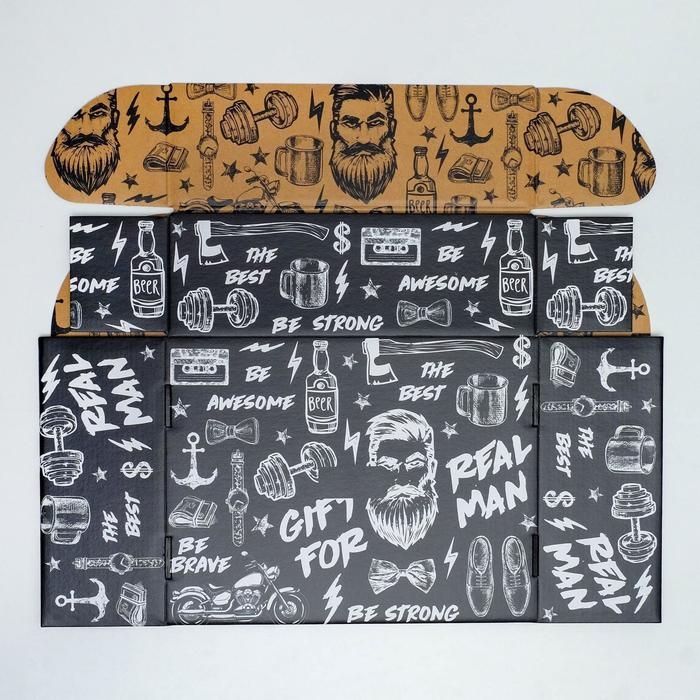 Коробка подарочная двухсторонняя складная, упаковка, &laquo;Брутальному мужчине&raquo;, 27 х 21 х 9 см