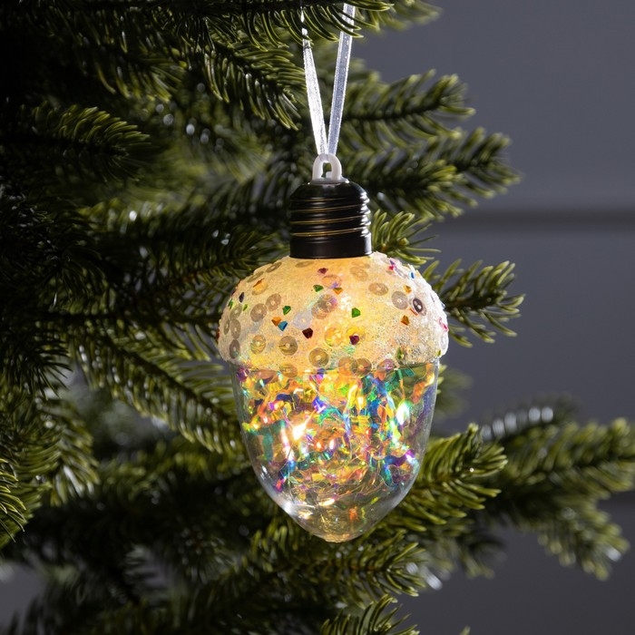 Ёлочный шар &laquo;Жёлудь&raquo;, батарейки, 4 LED, свечение тёплое белое
