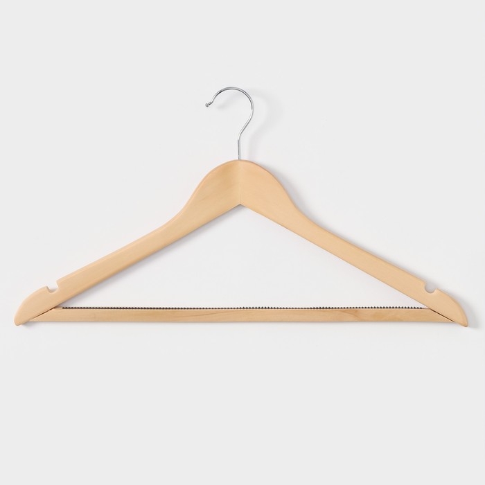Плечики - вешалки для одежды LaDо́m Bois, 44&times;1,2&times;23 см, 3 шт, деревянные сорт А, антискользящее покрытие, цвет светлое дерево