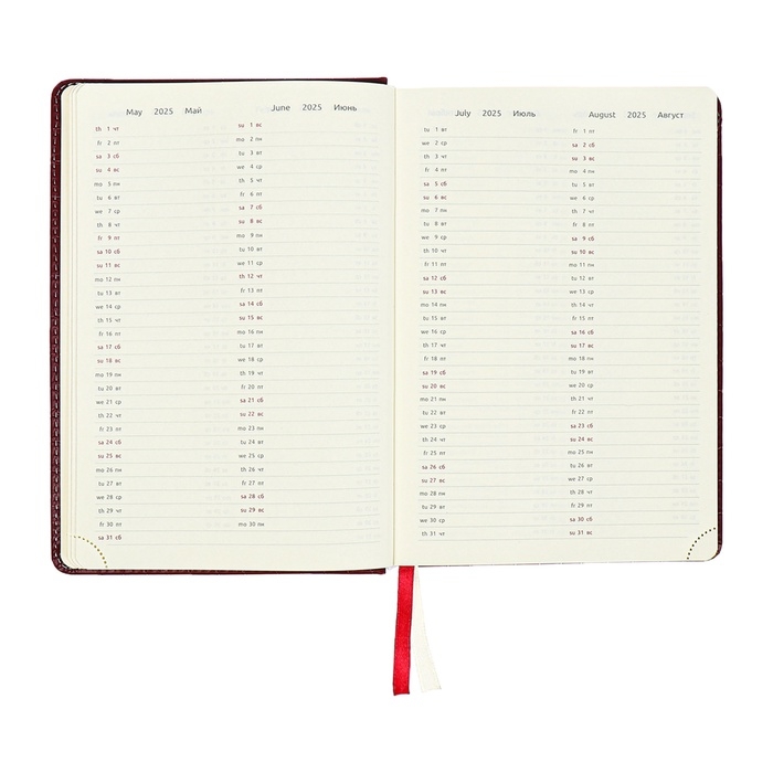 Ежедневник датированный 2024 A5 176 листов, deVENTE.Wild, твёрдая обложка из искусственной кожи, золотой срез, ляссе, кремовый блок 70 г/м2, бордовый