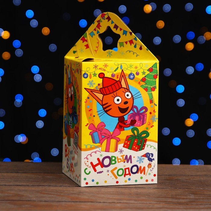 Новый год. Коробка подарочная складная Новый год. Коробка подарочная складная "Три кота" 11 х 11 х 17,2 см.
