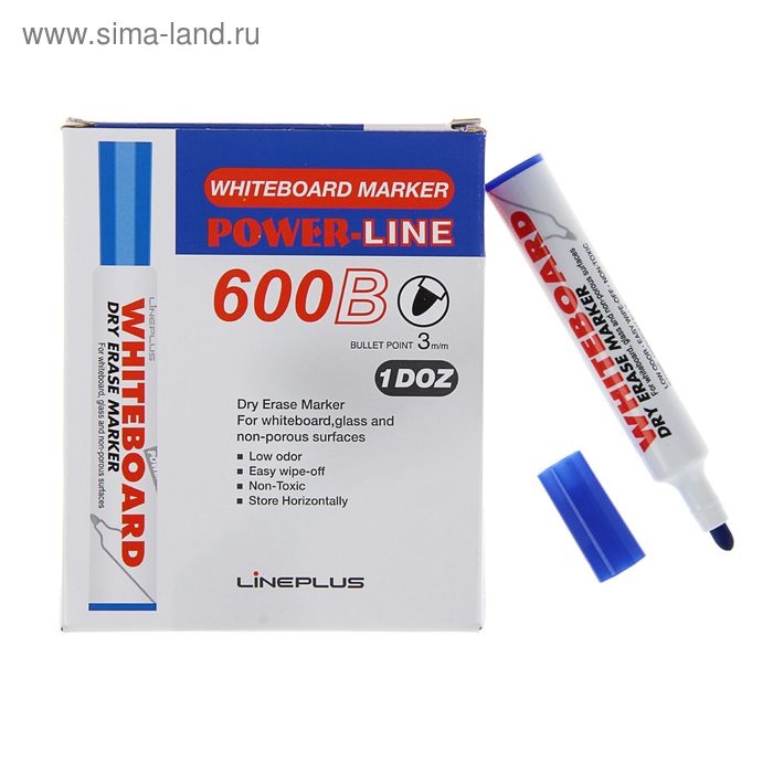 Маркер для доски Line Plus 600B, 3.0 мм, синий Маркер для доски Line Plus 600B, 3.0 мм, синий