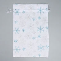 Мешочек подарочный холща &laquo;Новогоднее чудо&raquo;, снежинки, 20 х 30 см +/- 1.5 см, Новый год