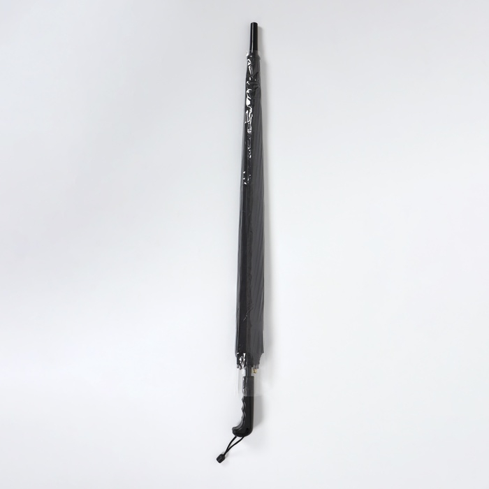 Зонт - трость полуавтоматический «Однотонный», 16 спиц, R = 59/70 см, D = 140 см, цвет чёрный Зонт - трость полуавтоматический «Однотонный», 16 спиц, R = 59/70 см, D = 140 см, цвет чёрный